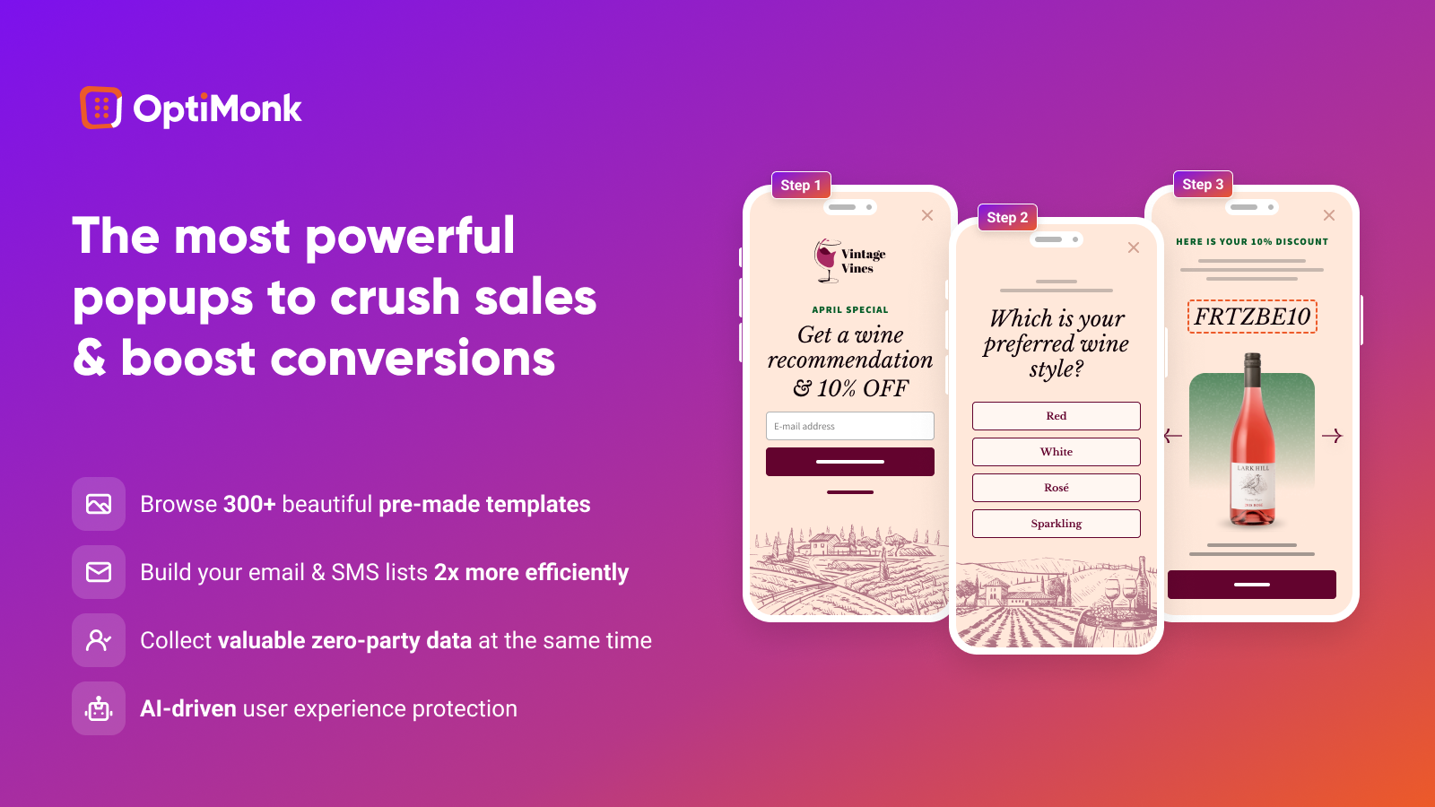 Grow your lists with smart popups built for conversions. Achieve 10-15% opt-in rates.