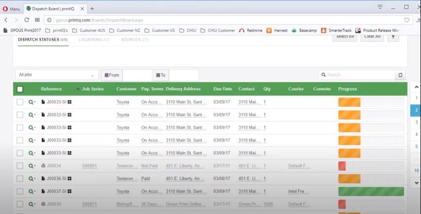 printIQ Core Software - IQcore dispatch monitoring