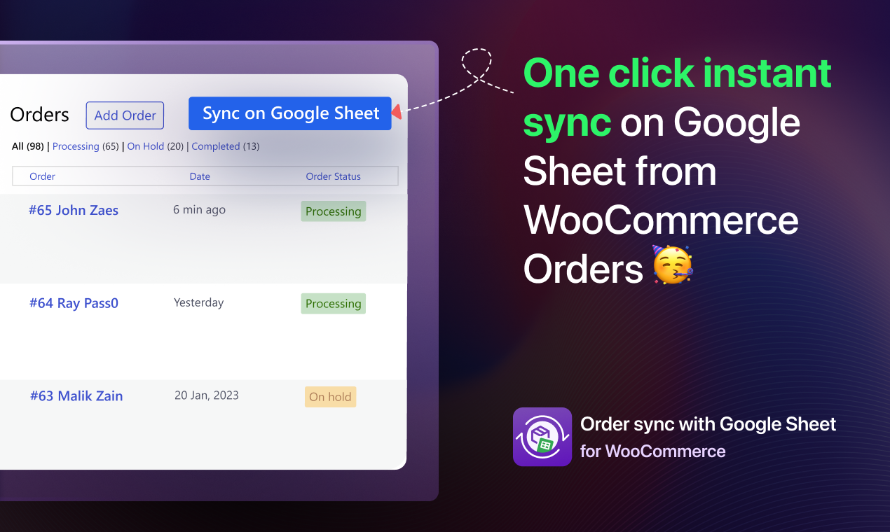 One-click order export from WordPress to Google Sheets