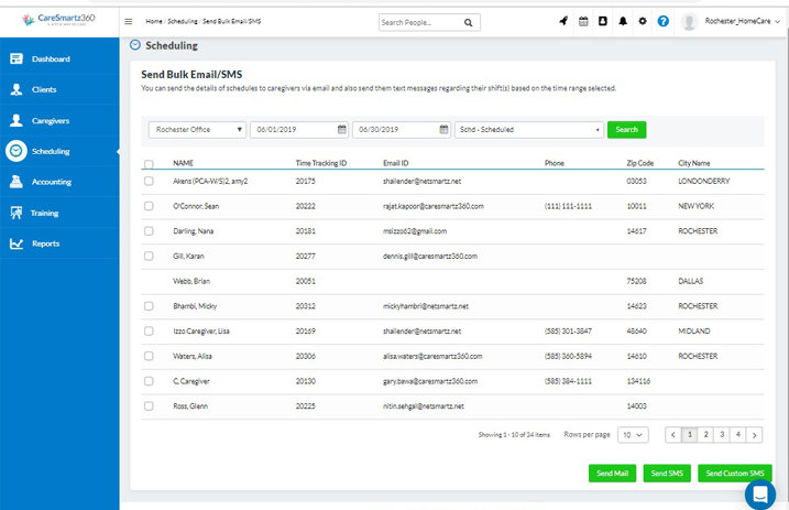 CareSmartz360 scheduling bulk messages