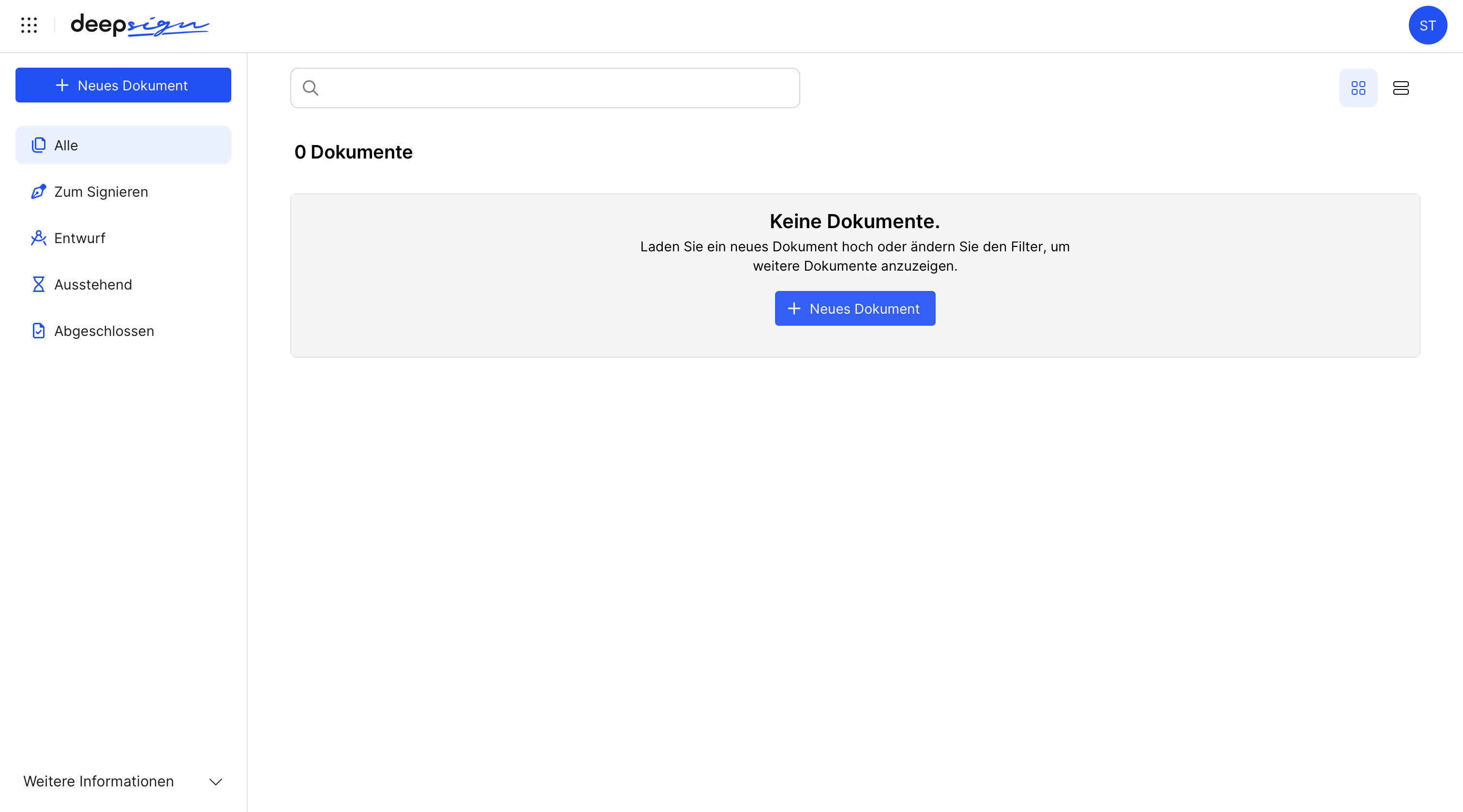 DeepSign screenshot: DeepSign Dashboard