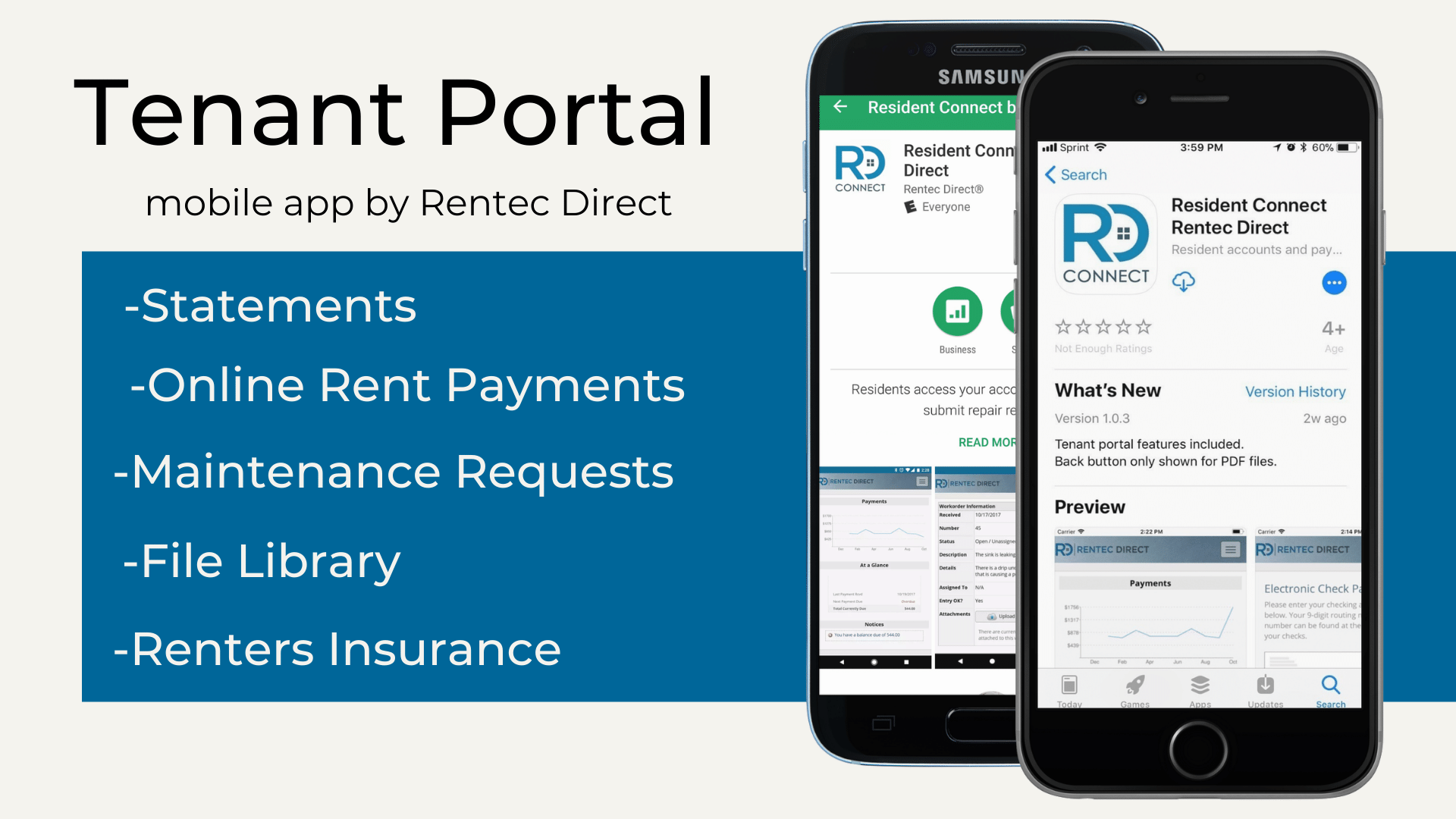 Rentec Direct Software - Tenants can easily set up online payments in the mobile friendly Tenant Portal via eCheck and credit/debit card. Renters have the options to schedule one-time rent payments or recurring monthly payments.