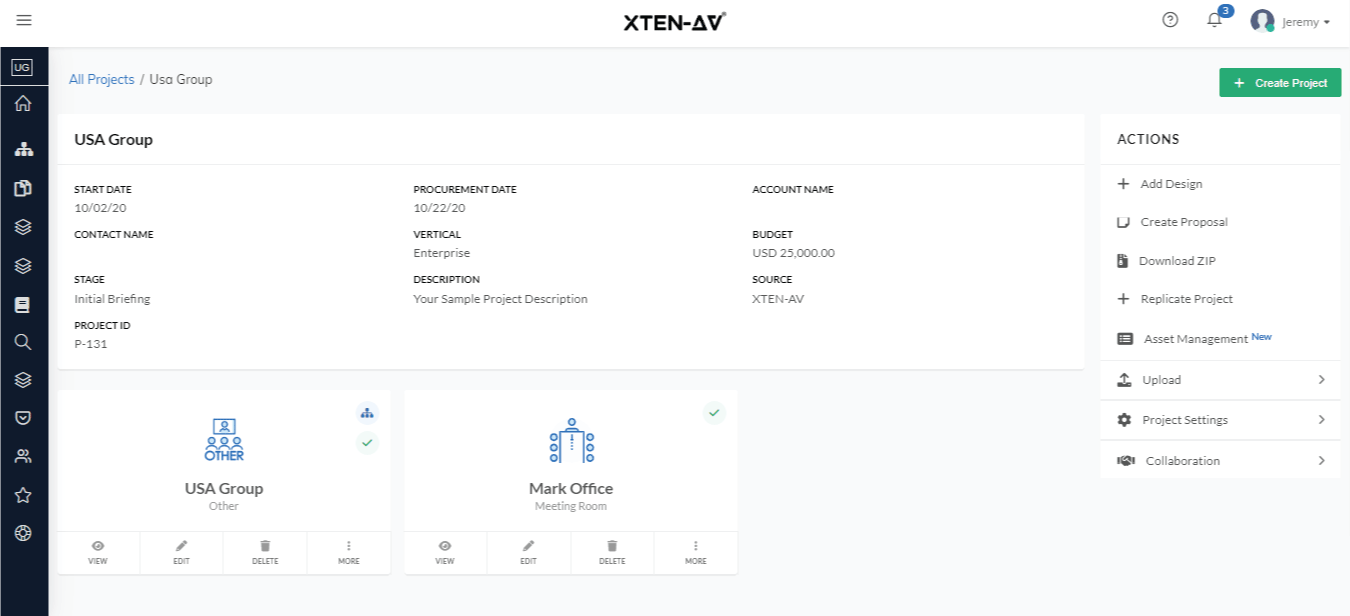 XTEN-AV Software - Track and Access all your projects on the project page