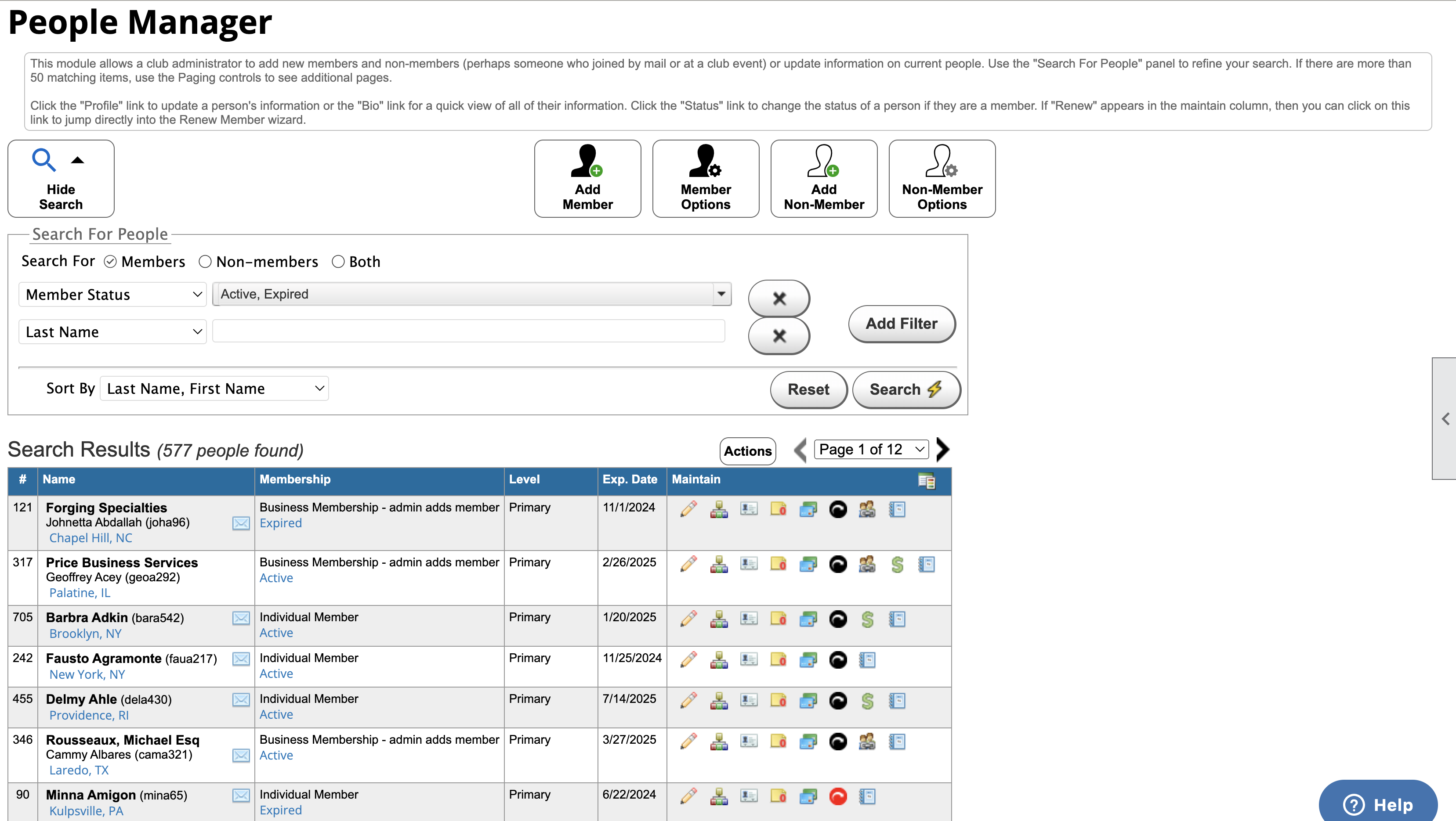 ClubExpress Software - People Manager