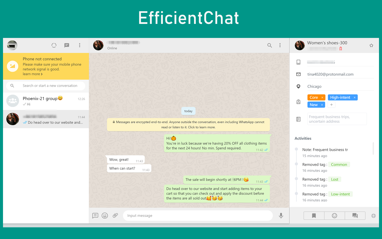 EfficientChat for WhatsApp