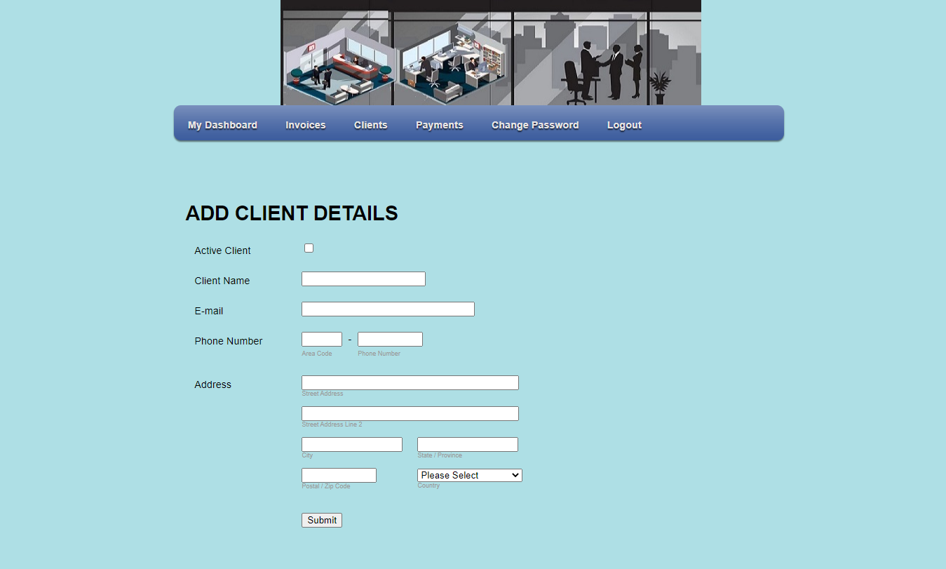 Web Office Suite screenshot: Client details