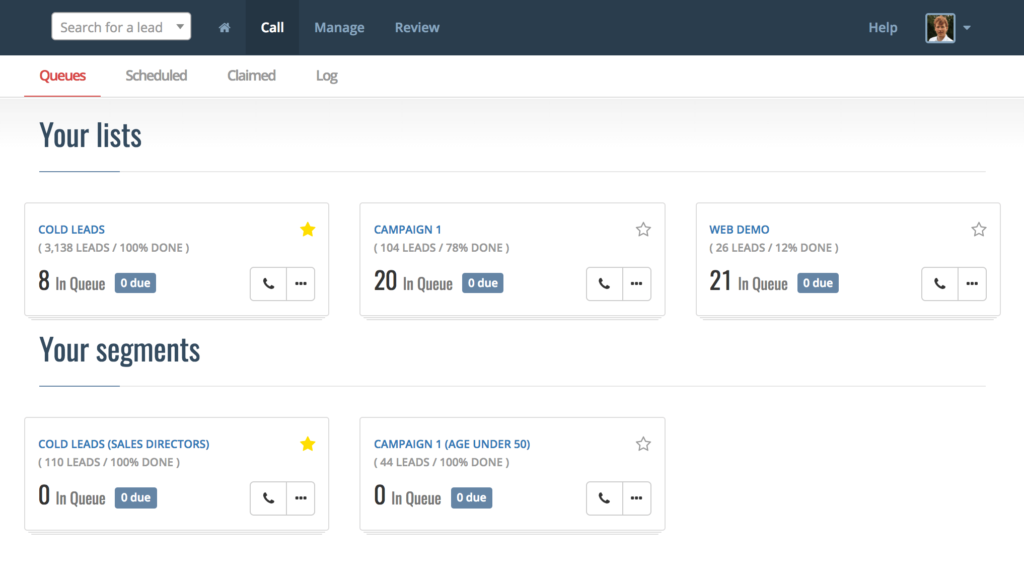 Myphoner Software - Personalized campaign dashboard in myphoner