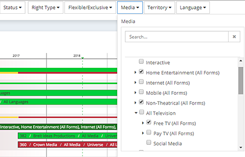 Rightsline screenshot: Rightsline report generation