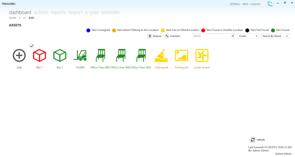 Fixed Assets Tracking screenshot: Maintain assets from a visual dashboard