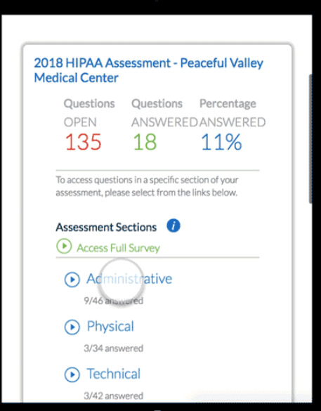 Medcurity screenshot: Medcurity assessments