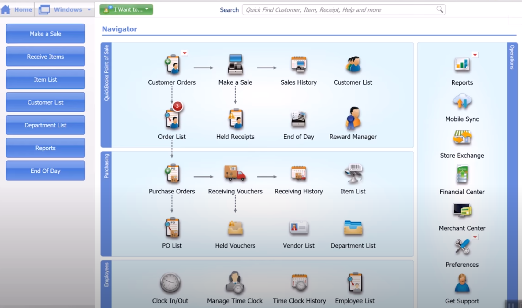 Quickbooks Point of Sale Software - QuickBooks Point of Sale main dashboard