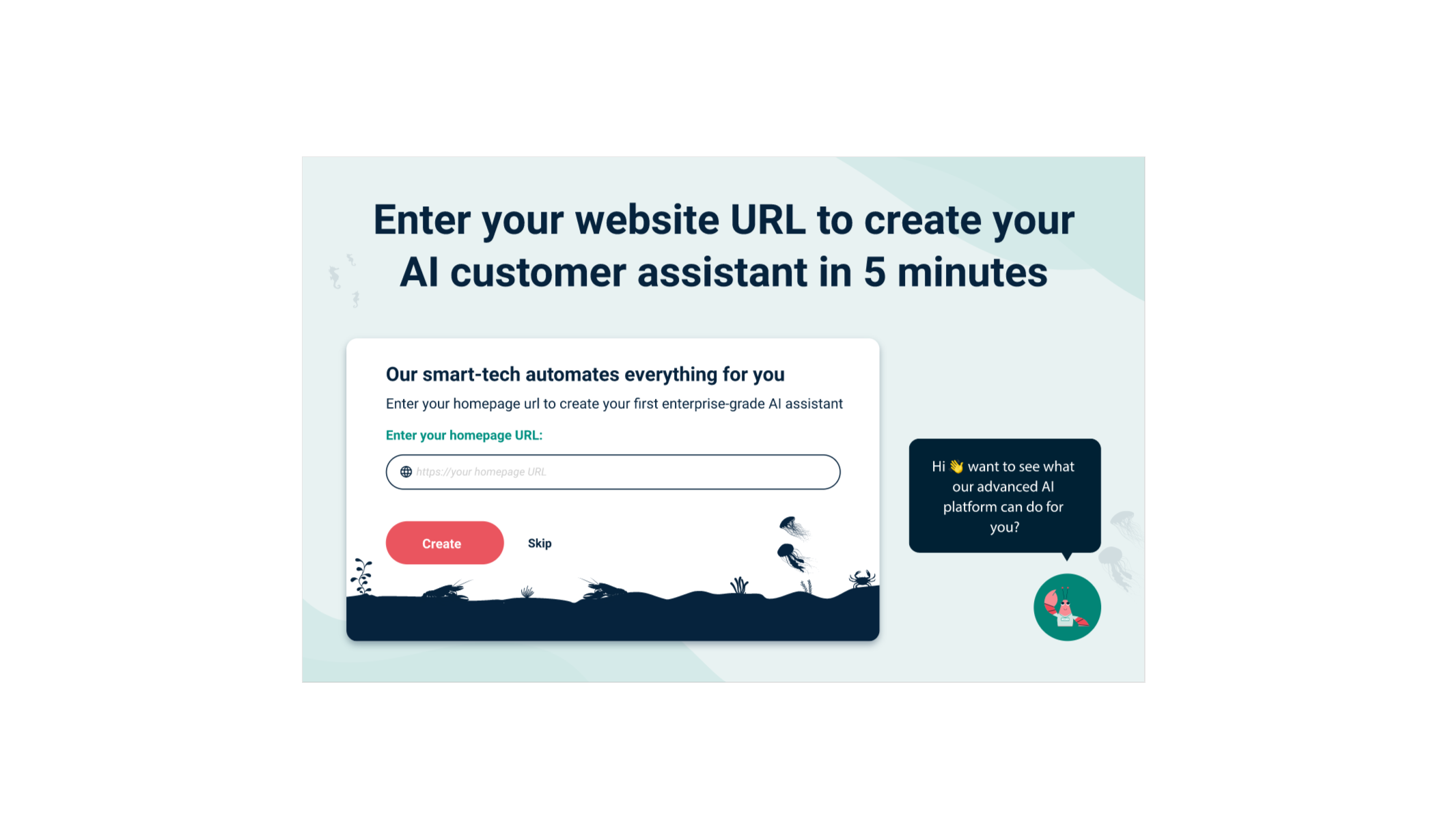 Enter website URL for AI in <5 min