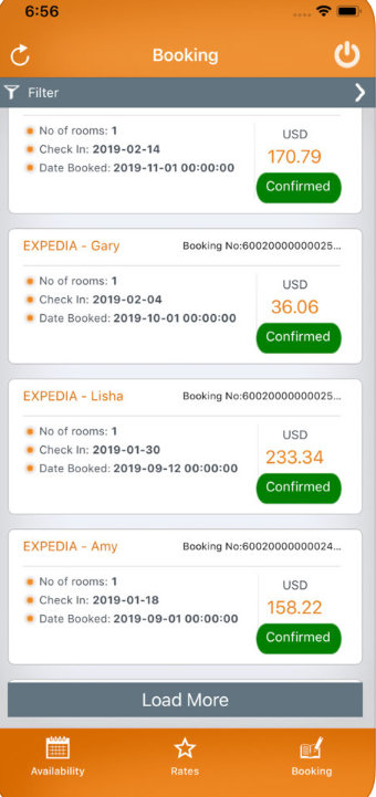 STAAH Channel Manager screenshot: Booking dashboard