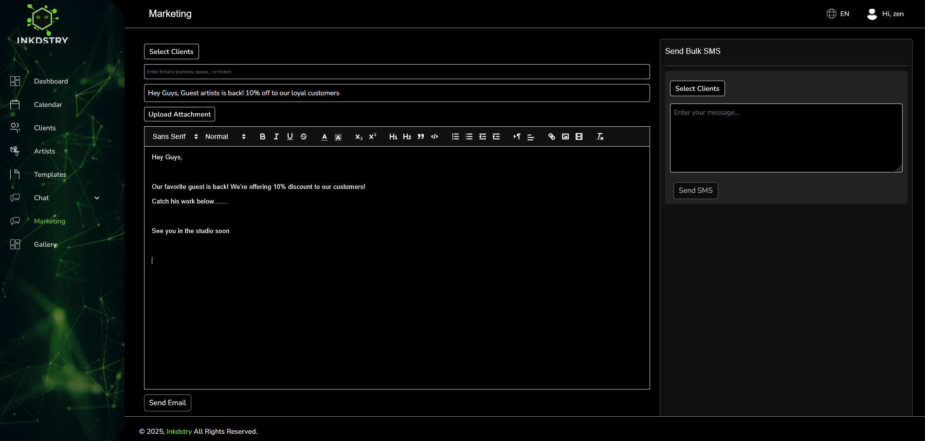 Inkdstry screenshot: Inkdstry marketing