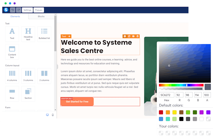 Systeme.io screenshot: Editor