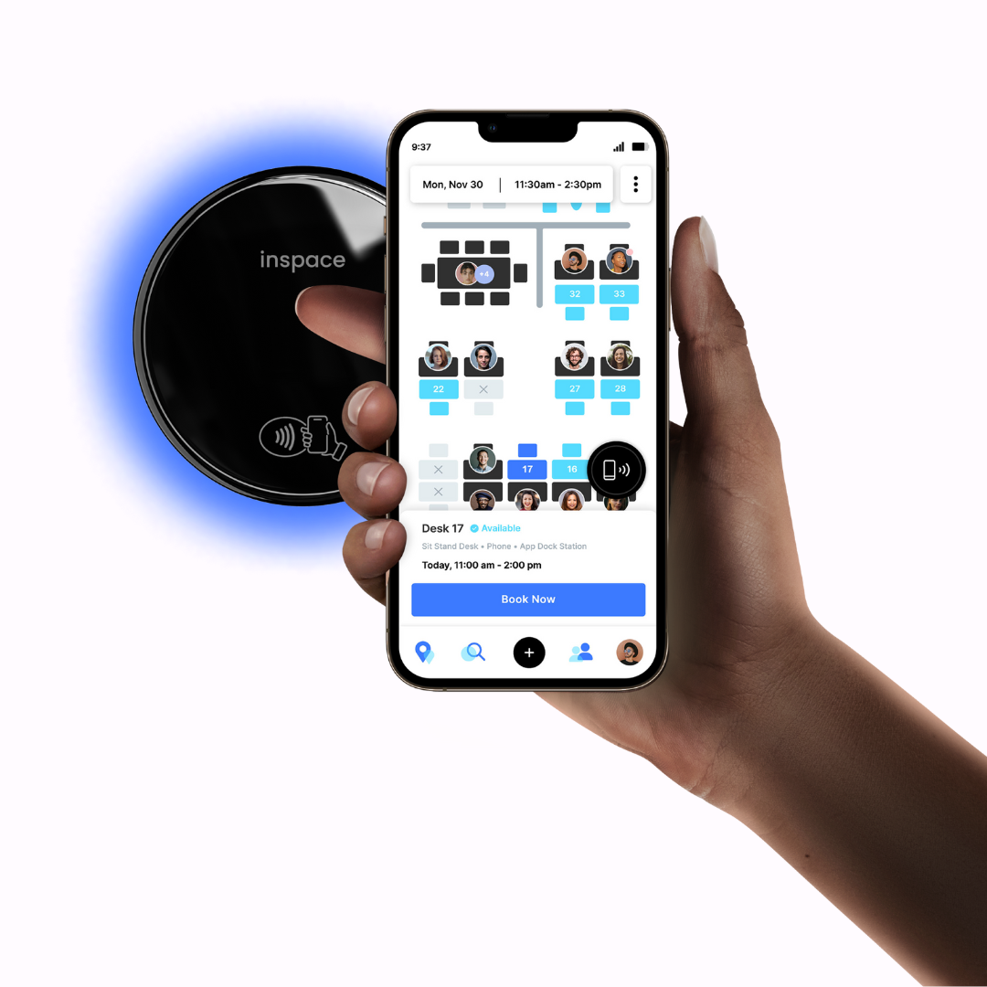 inspace Software - inspace devices are battery and wire free, making desks, offices, lounges, and even parking spaces bookable with just a tap from a mobile device.