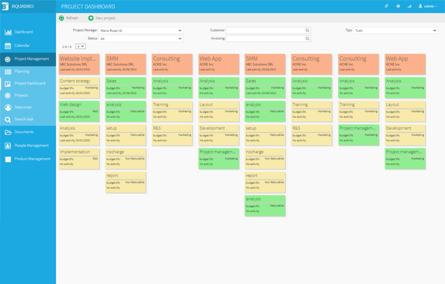 BQUADRO Software - Projects overview - BQUADRO Digital Office