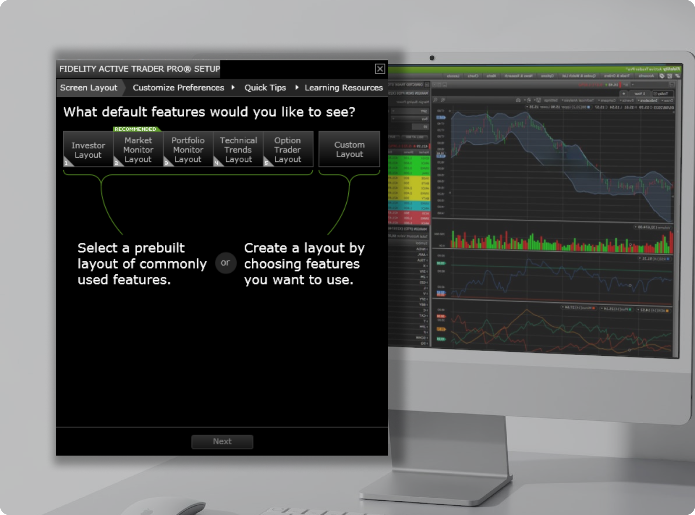 Active Trader Pro Software - Active Trader Pro screen layout