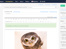 KnowledgeOwl Software - Powerful and familiar WYSIWYG editor, with full control of your content's source HTML.