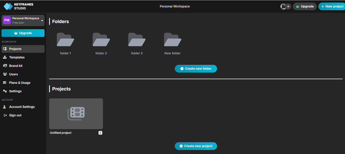 Keyframes Studio screenshot: Keyframes Studio workspace
