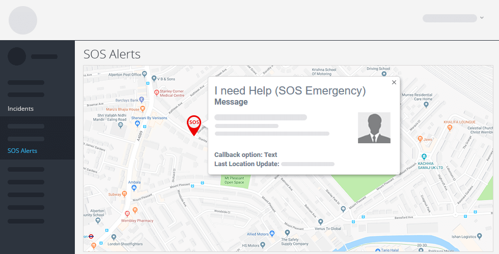 Crises Control Software - Crises Control SOS alerts map screenshot