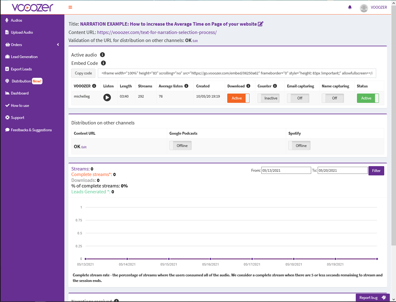 VOOOZER screenshot: VOOOZER audio management