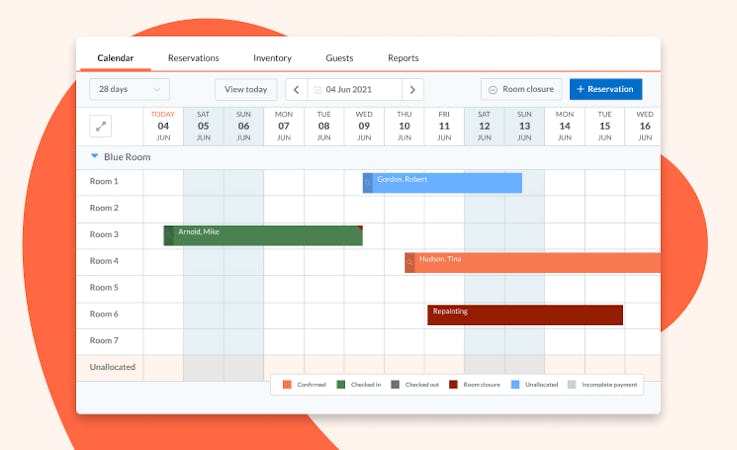 Little Hotelier screenshot: Drag and drop calendar to easily create and manage your reservations