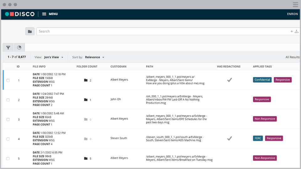 DISCO search functionality
