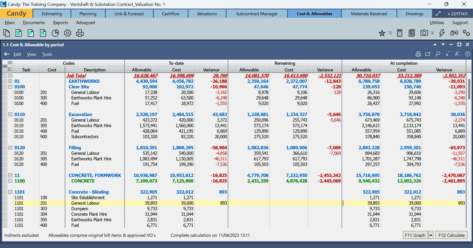 RIB Candy Software - Cost Vs Allowables