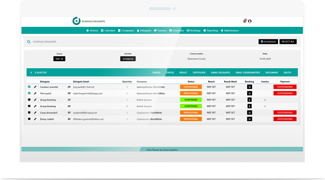 Dante screenshot: Dante delegate administration