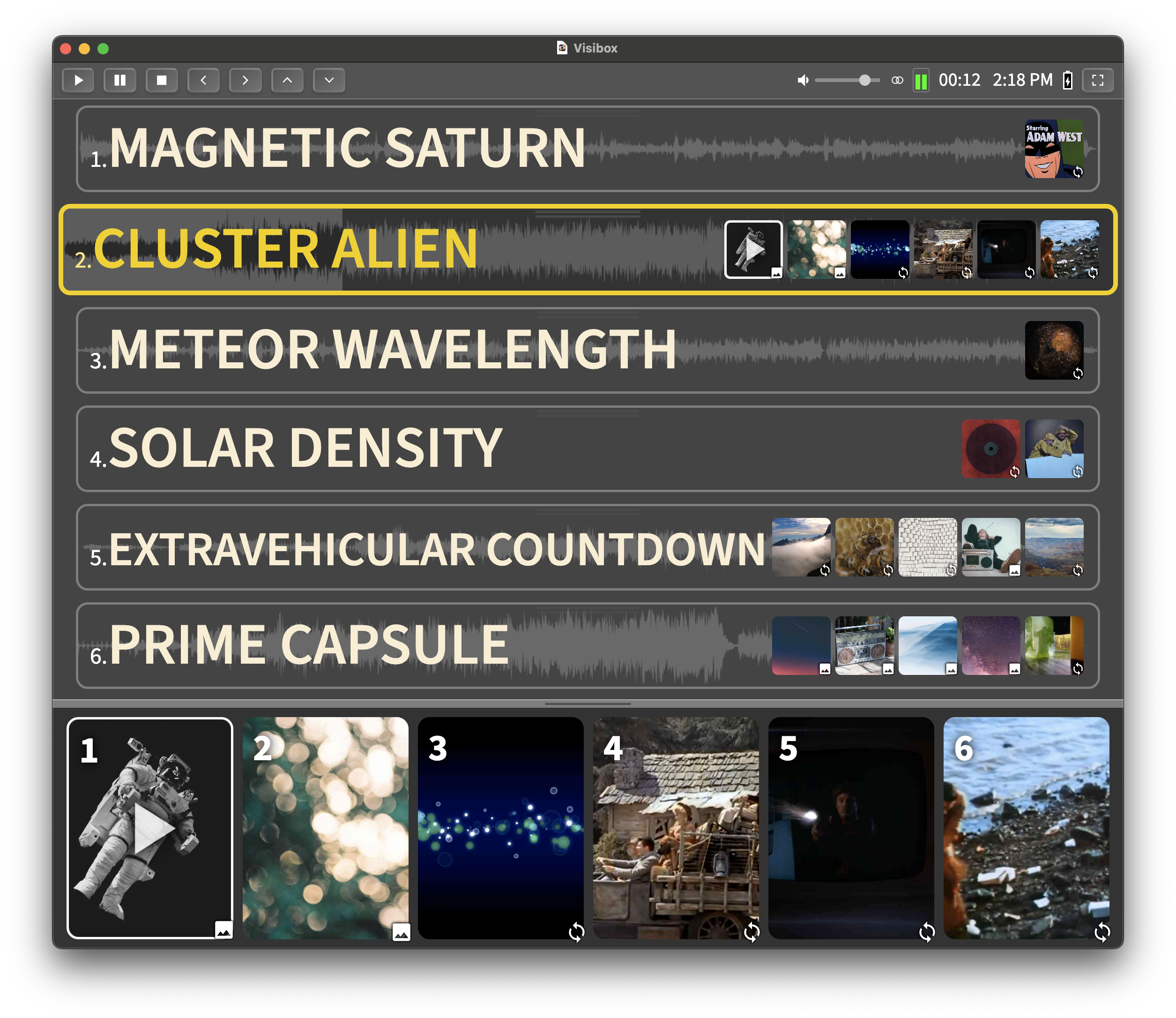 Visibox screenshot: Visibox interface
