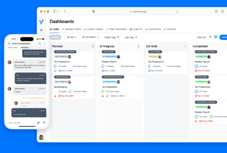 Client Hub screenshot: Client Hub dashboards