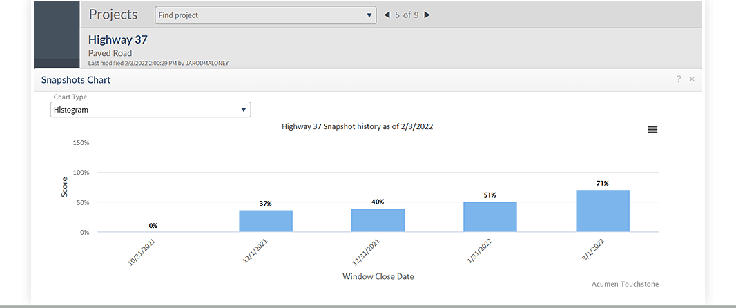 Deltek Acumen Touchstone Software - Deltek Acumen Touchstone histogram