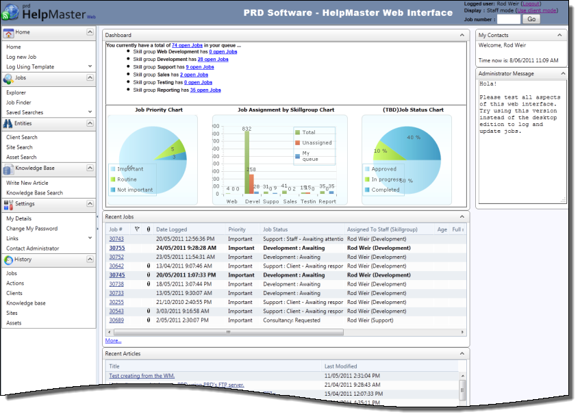 Web portal for technican