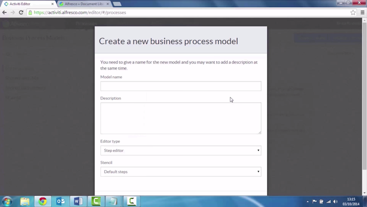 Alfresco Process Services screenshot: Alfresco Process Services new business model