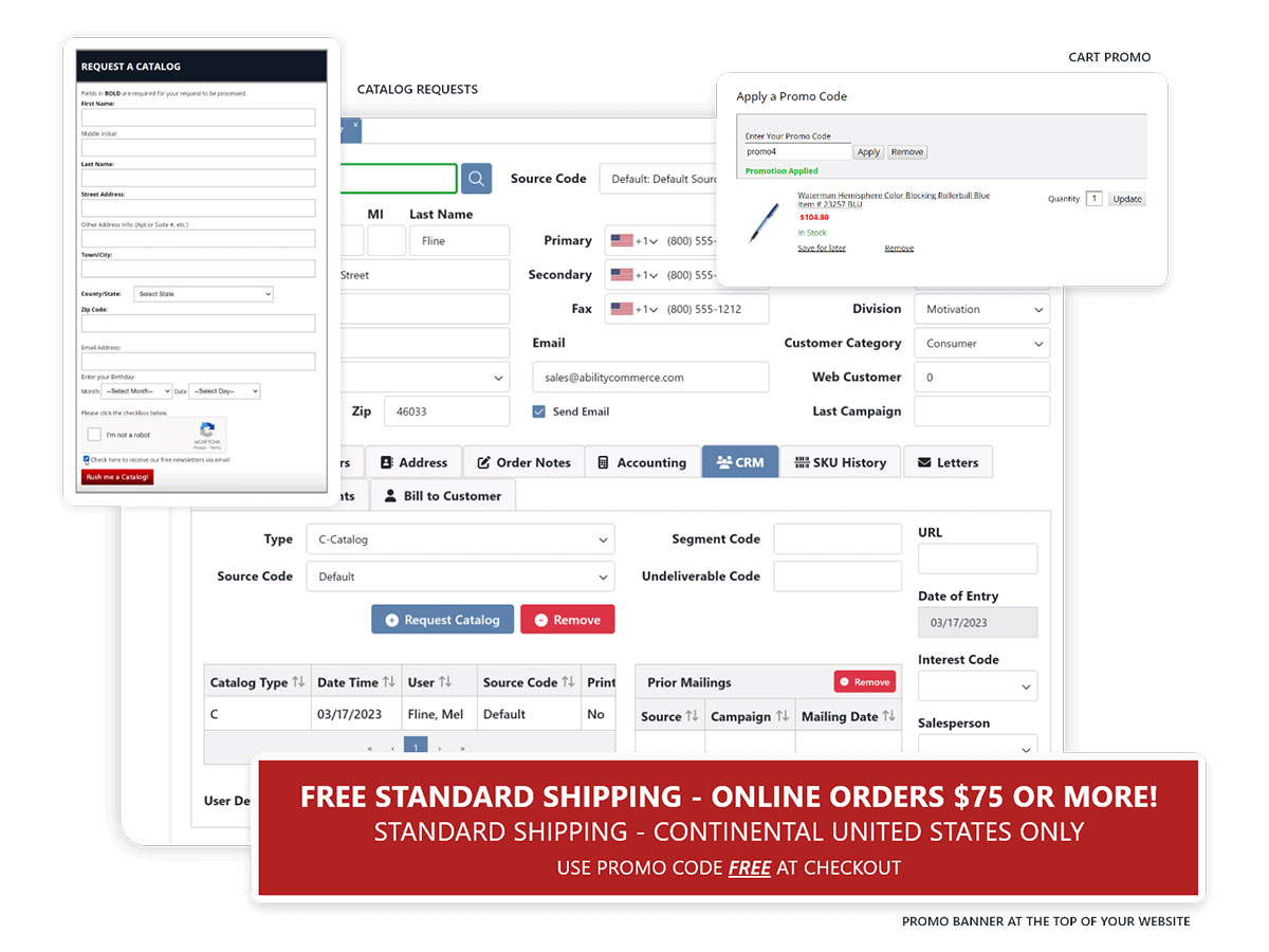 Ability OMS screenshot: Ability OMS—CRM enables detailed customer data extraction—source codes, order amounts & dates. This supports targeted marketing, helping teams assess campaign performance, refine strategies & boost engagement, optimizing marketing efforts.