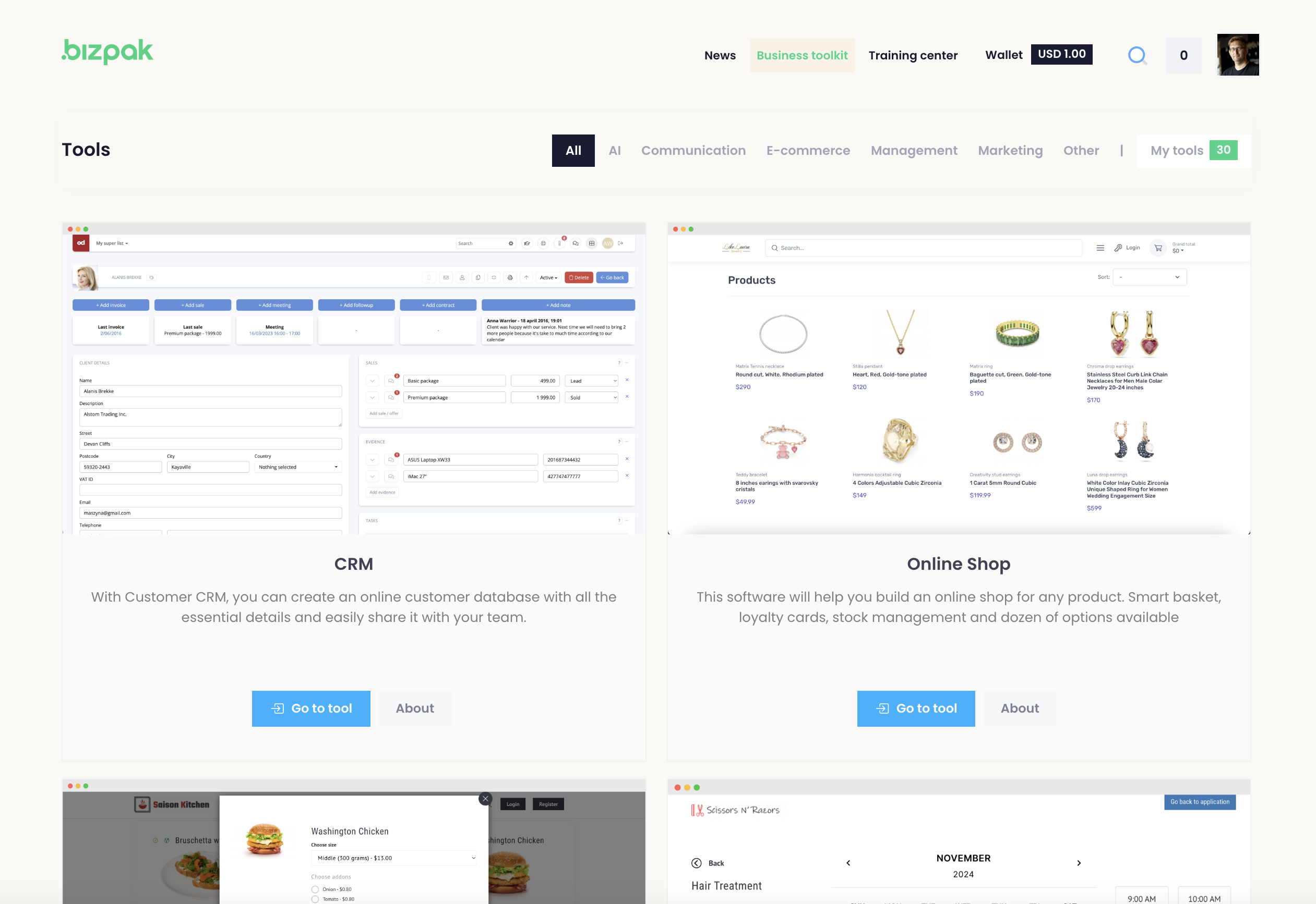 bizpak screenshot: A bizpak toolkit