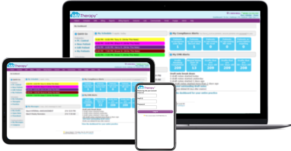 MWTherapy screenshot: MWTherapy activity dashboard and scheduling on any device