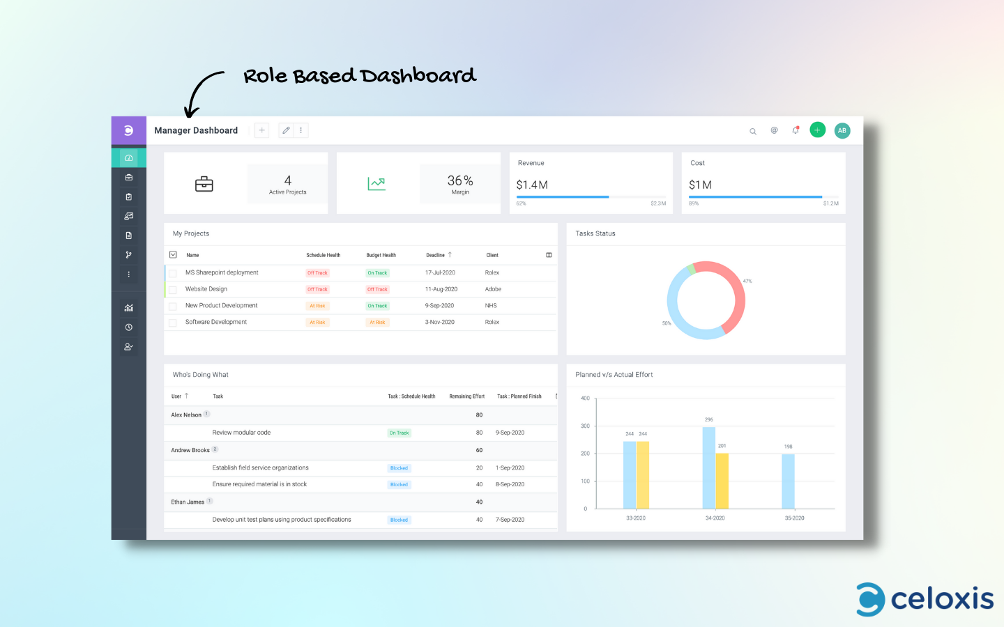 Celoxis Software - Role Based Dashboard