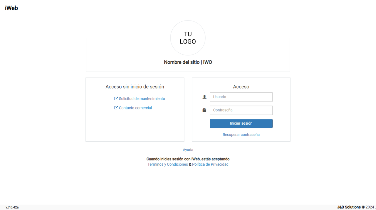 iWO screenshot: Login