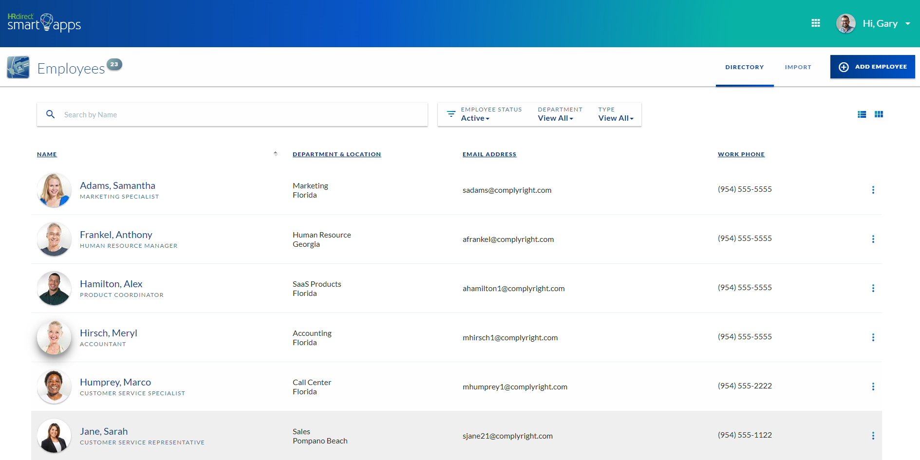 HRdirect Smart Apps screenshot: HRdirect Smart Apps Employee Records