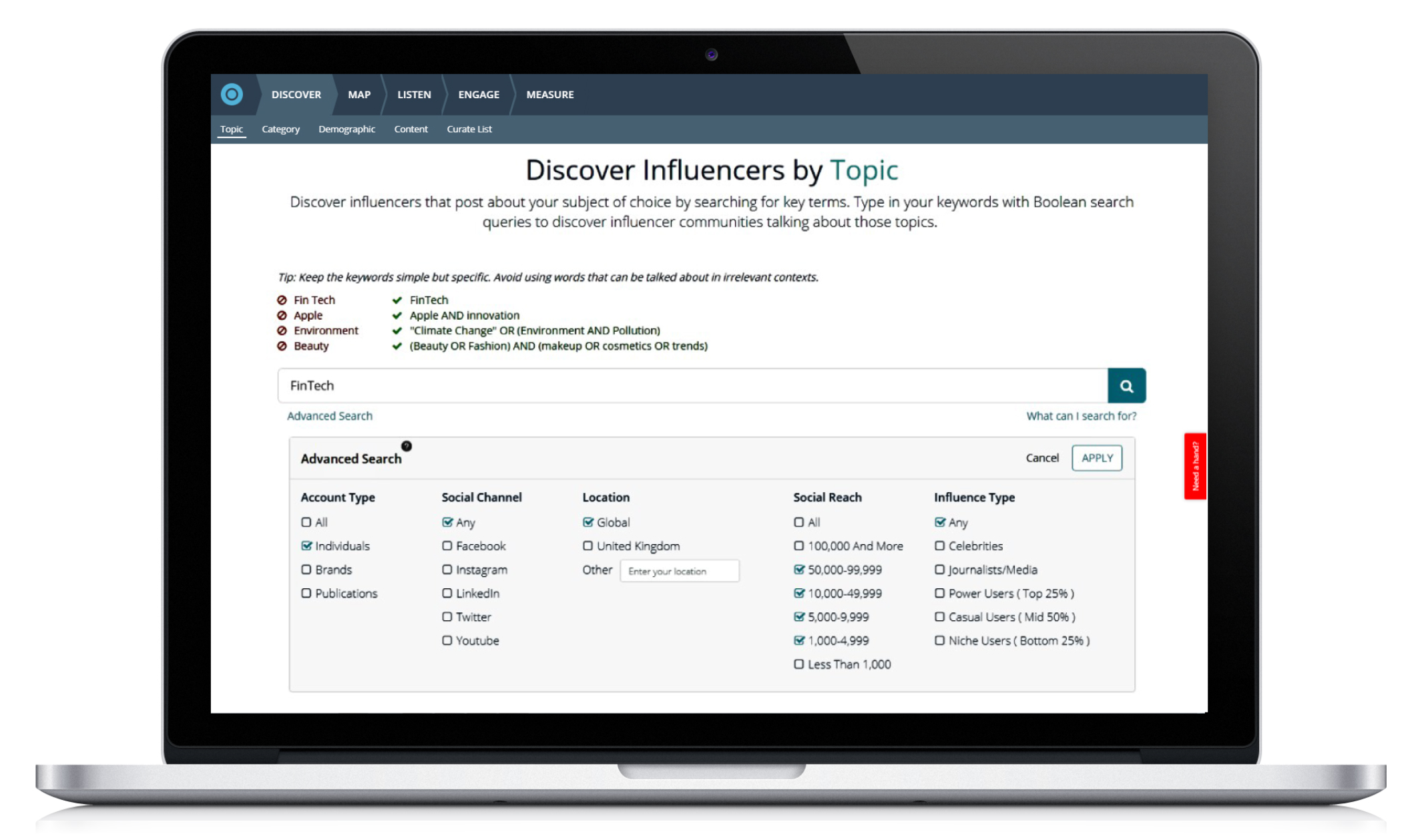 Discover influencers across various industries, topics and countries
