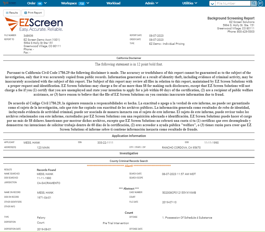 View the report by clicking 'View' and toggle back and forth from the Report Results page to the actual report. Make your hiring decision and move on! That is how simple the process is from start to finish!