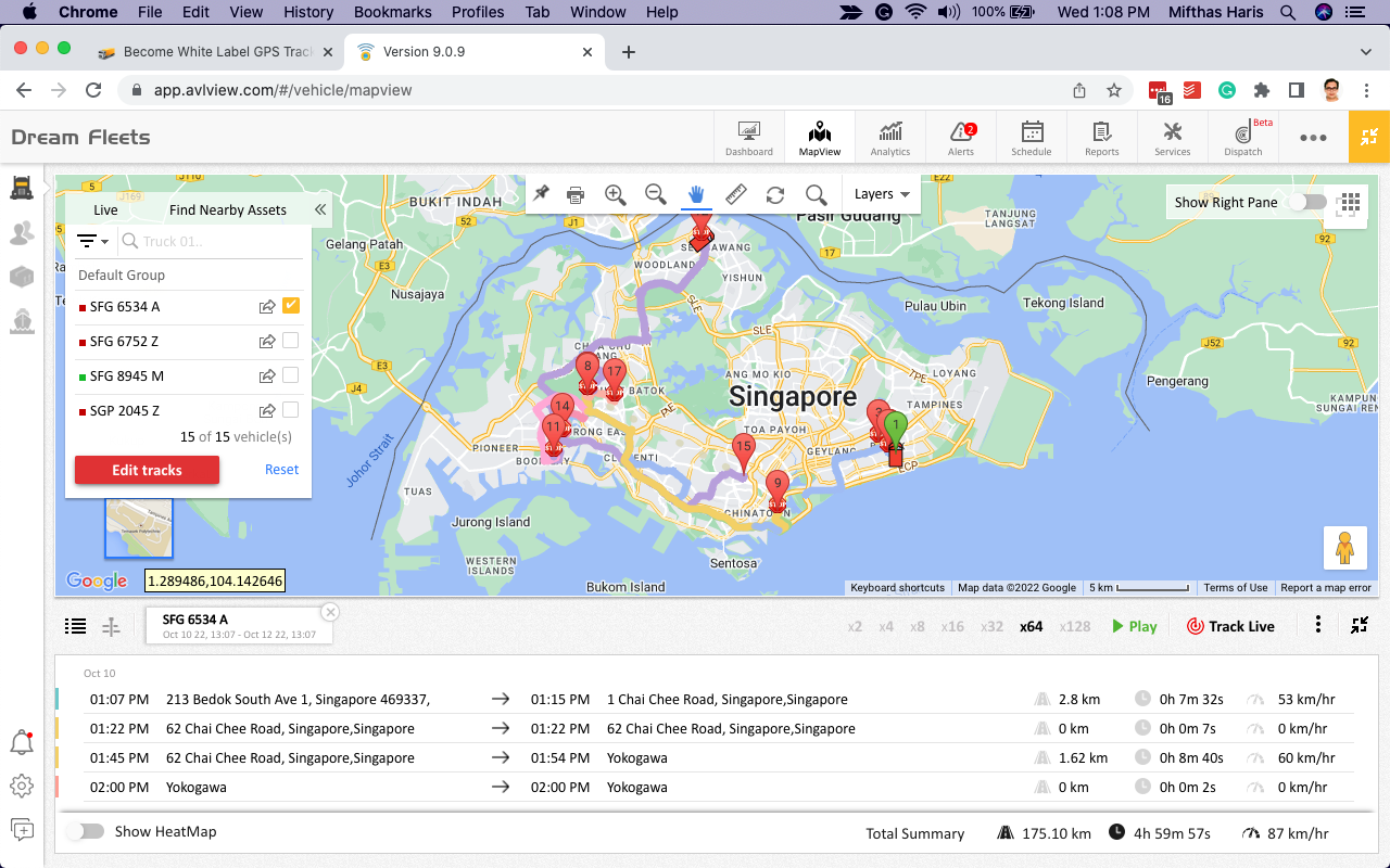 AVLView screenshot: AVLView Live GPS vehicle tracking