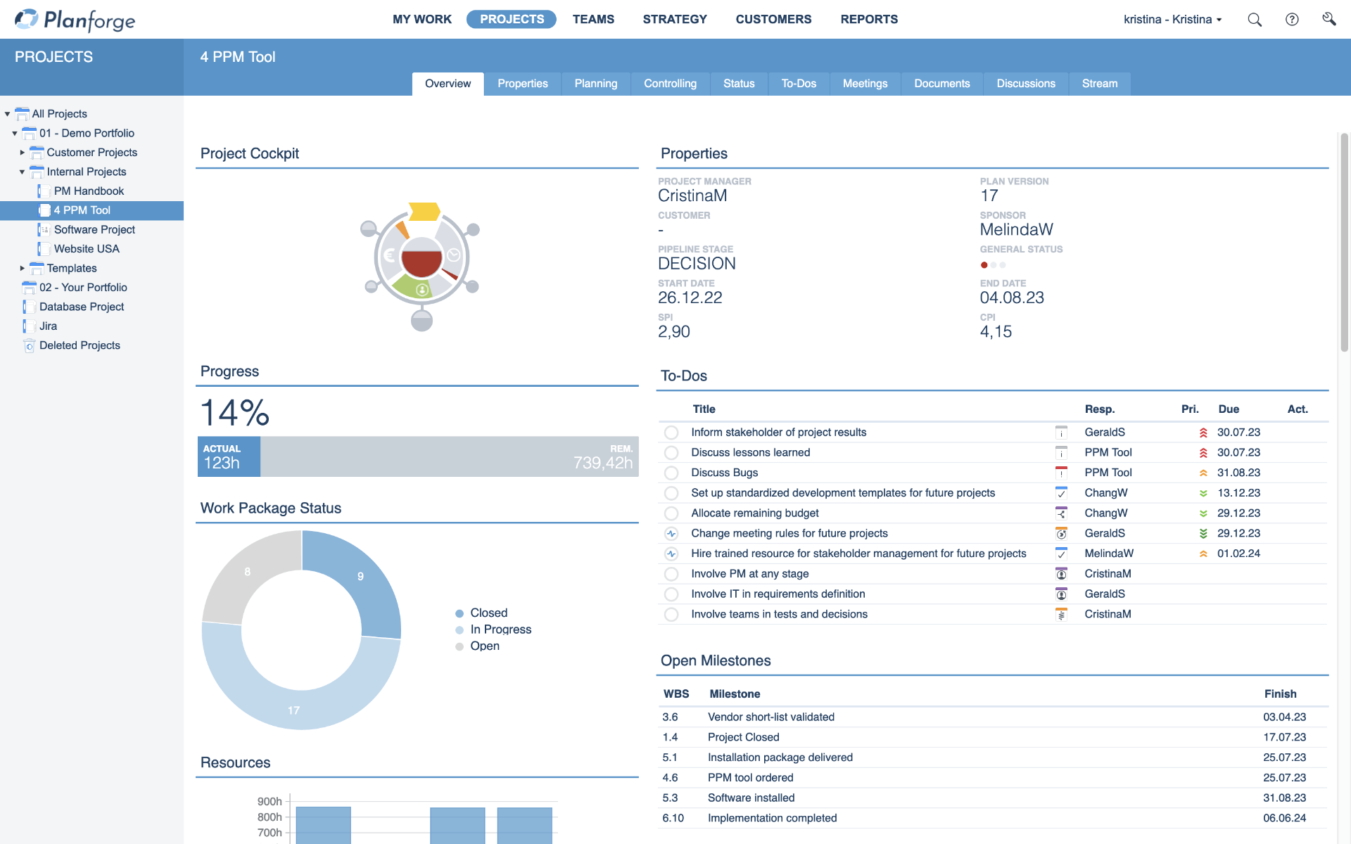 Planforge Software - Planforge's unique project dashboard: All important project information at a glance