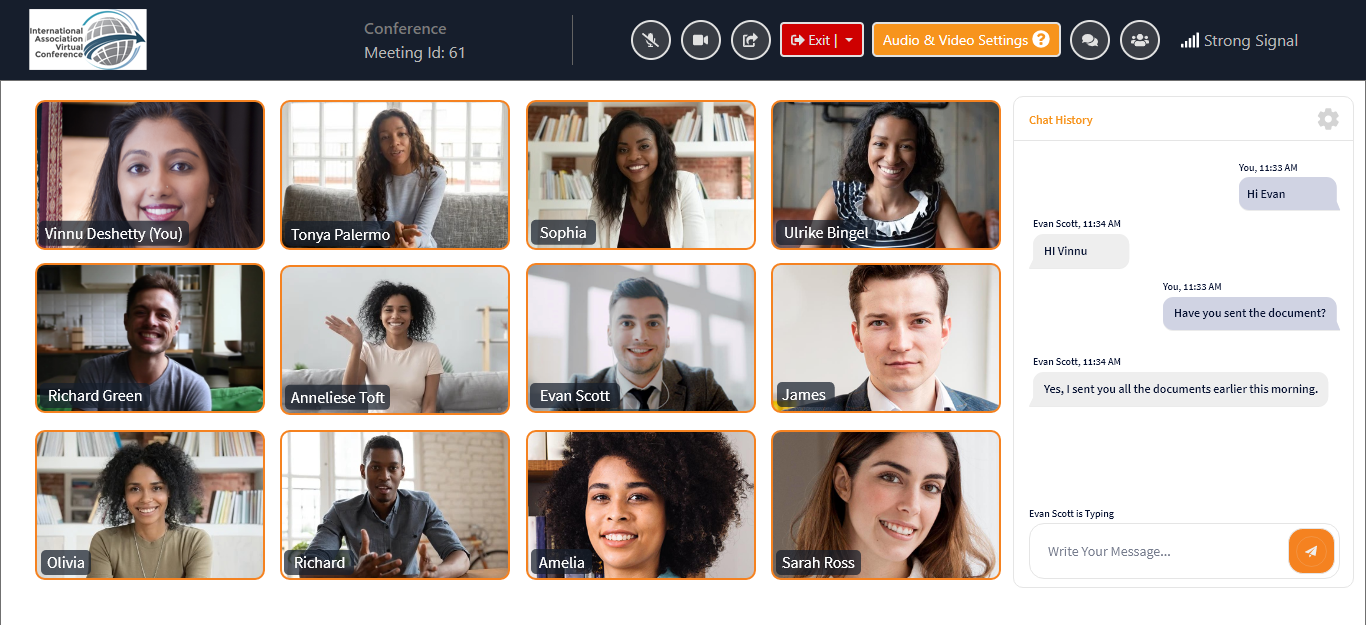 EVA offers seamless connectivity when it comes to 1:1/Group video and text chats. Keep the conversation going with your attendees with real-time video and chat options. Stay connected always.