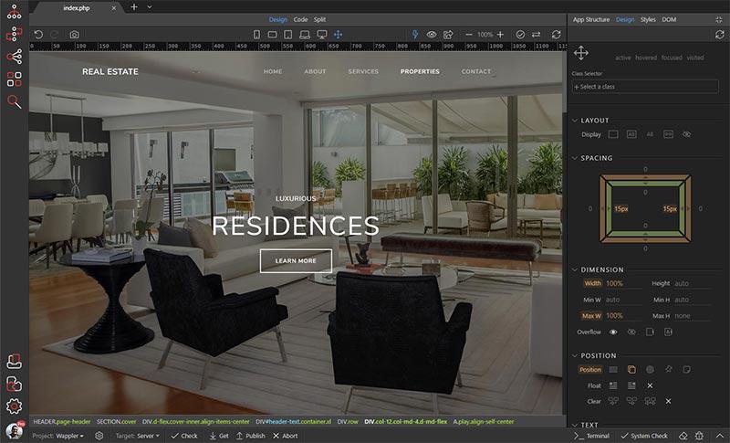 Wappler screenshot: Wappler layout