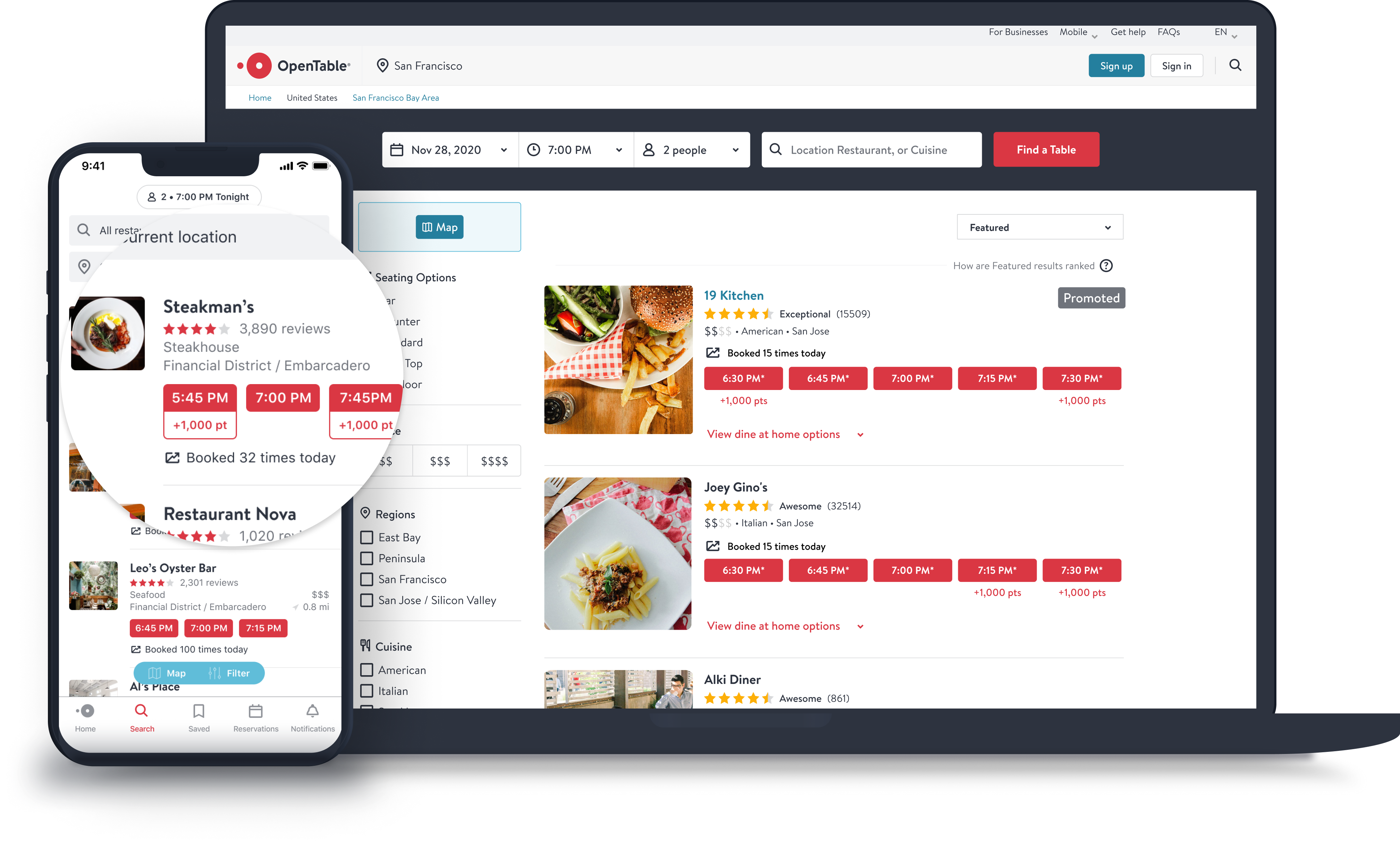 Appear higher in the search results and get noticed quicker when you launch a marketing campaign to elevate your positioning or offer more bonus points to guests based on your individual restaurant needs.