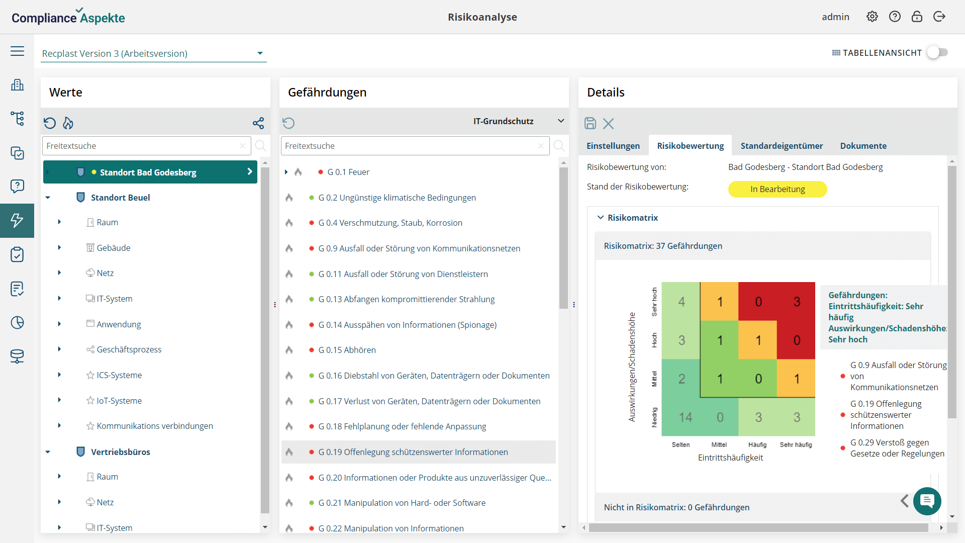 Compliance Aspekte screenshot: Risk Management