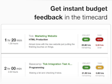 Tick Software - Budget feedback is presented in the timecard in real-time